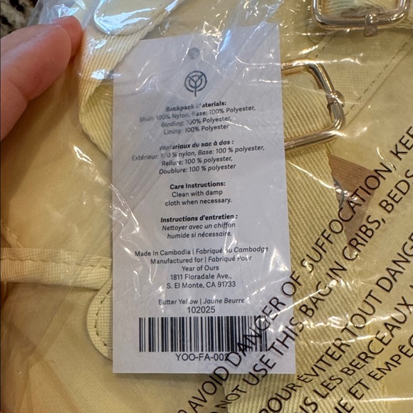 Yellow Backpack with Front Pockets - Picture 7 of 7